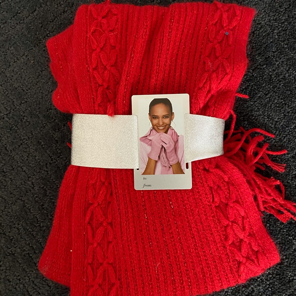 Red scarf and gloves